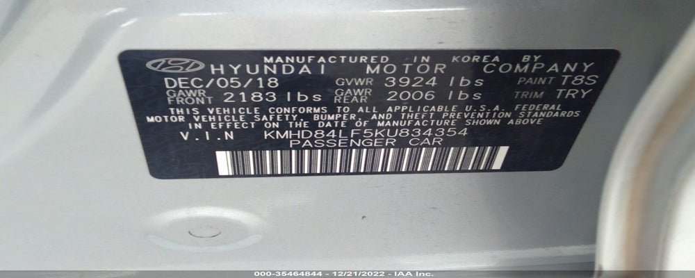 KMHD84LF5KU834354 2019 HYUNDAI ELANTRA photo no. 9