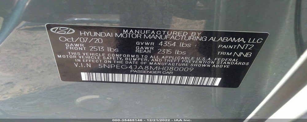 5NPEG4JA8MH080009 2021 HYUNDAI SONATA photo no. 9