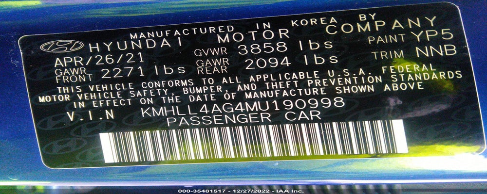 KMHLL4AG4MU190998 2021 HYUNDAI ELANTRA photo no. 9