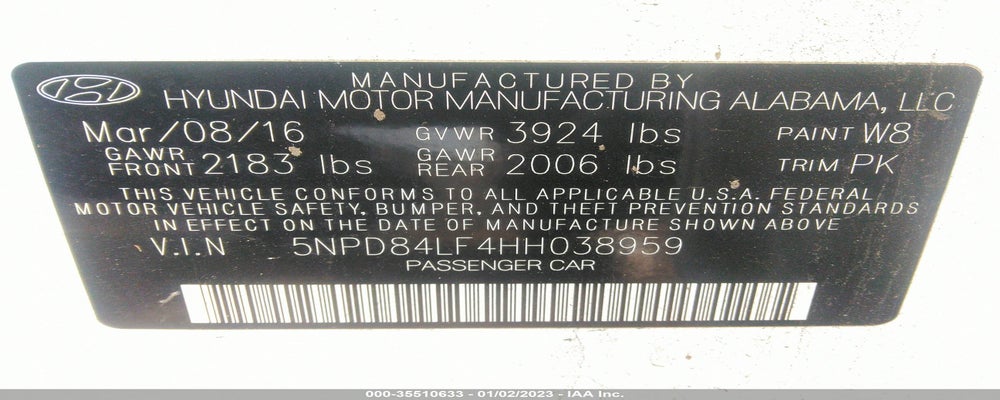 5NPD84LF4HH038959 2017 HYUNDAI ELANTRA photo no. 9