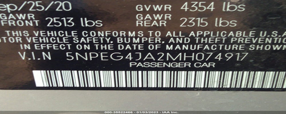 5NPEG4JA2MH074917 2021 HYUNDAI SONATA photo no. 9