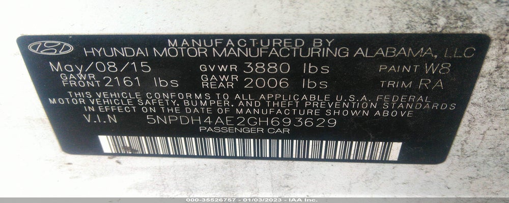 5NPDH4AE2GH693629 2016 HYUNDAI ELANTRA photo no. 9