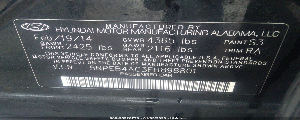 5NPEB4AC3EH898801 2014 HYUNDAI SONATA photo no. 9
