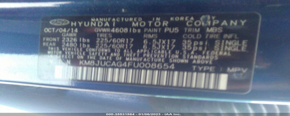 KM8JUCAG4FU008654 2015 HYUNDAI TUCSON photo no. 9