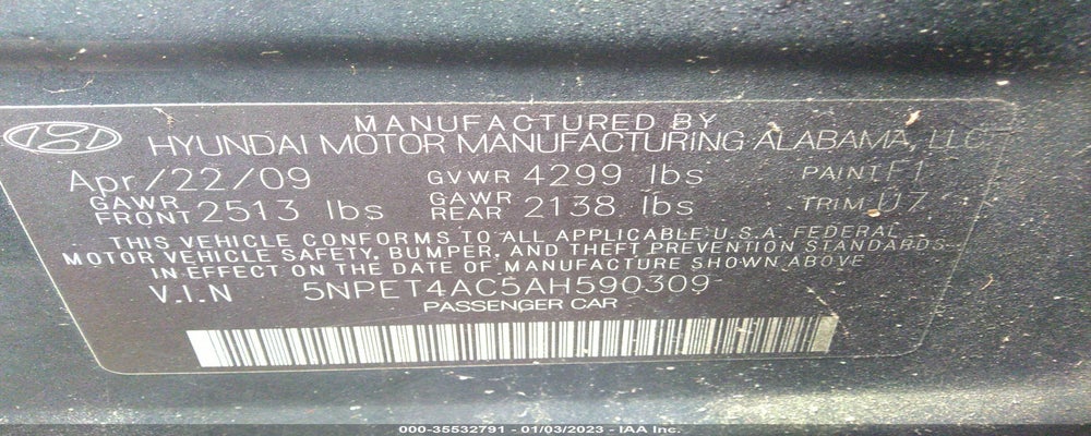 5NPET4AC5AH590309 2010 HYUNDAI SONATA photo no. 9