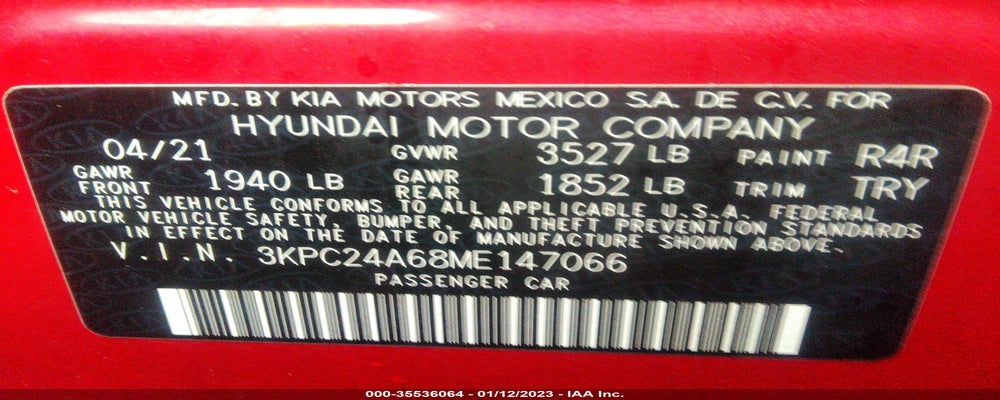 3KPC24A68ME147066 2021 HYUNDAI ACCENT photo no. 9