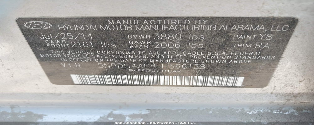 5NPDH4AE8FH5661 2015 HYUNDAI ELANTRA photo no. 9