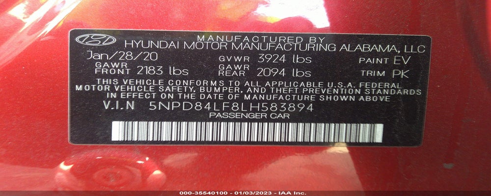 5NPD84LF8LH583894 2020 HYUNDAI ELANTRA photo no. 9