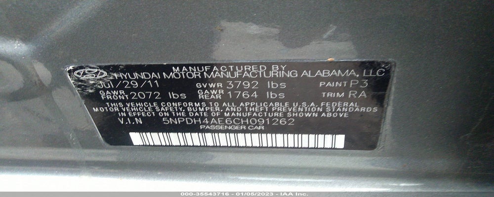 5NPDH4AE6CH091262 2012 HYUNDAI ELANTRA photo no. 9