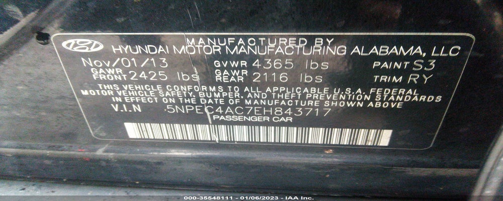 5NPEC4AC7EH843717 2014 HYUNDAI SONATA photo no. 9