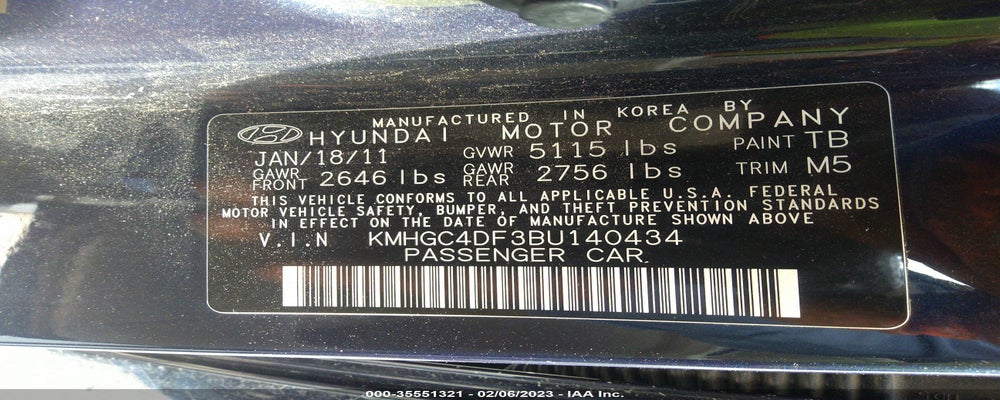 KMHGC4DF3BU140434 2011 HYUNDAI GENESIS photo no. 9