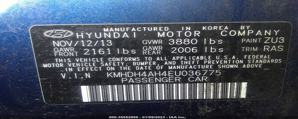 KMHDH4AH4EU036775 2014 HYUNDAI ELANTRA photo no. 9