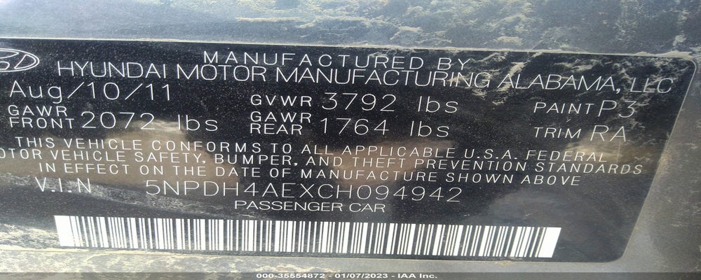 5NPDH4AEXCH094942 2012 HYUNDAI ELANTRA photo no. 9