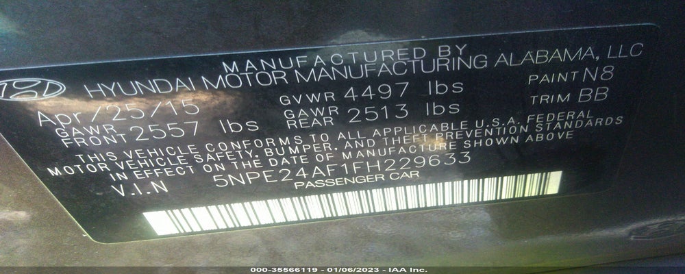 5NPE24AF1FH229633 2015 HYUNDAI SONATA photo no. 9