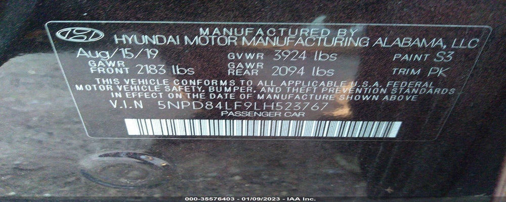 5NPD84LF9LH523767 2020 HYUNDAI ELANTRA photo no. 9