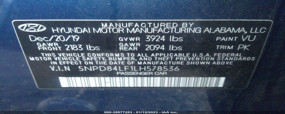 5NPD84LF1LH578536 2020 HYUNDAI ELANTRA photo no. 9