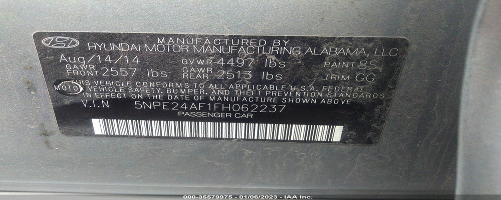 5NPE24AF1FH062237 2015 HYUNDAI SONATA photo no. 9