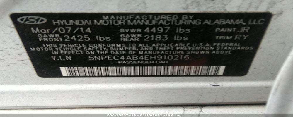 5NPEC4AB4EH910216 2014 HYUNDAI SONATA photo no. 9