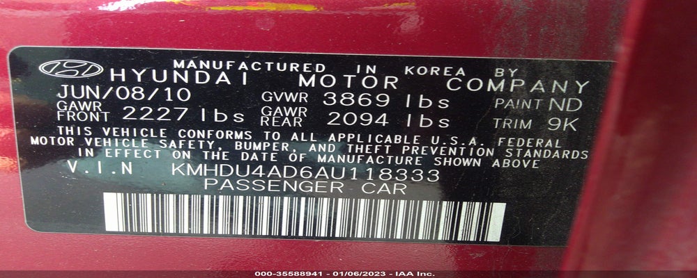 KMHDU4AD6AU118333 2010 HYUNDAI ELANTRA photo no. 9