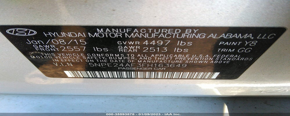 5NPE24AF3FH163649 2015 HYUNDAI SONATA photo no. 9