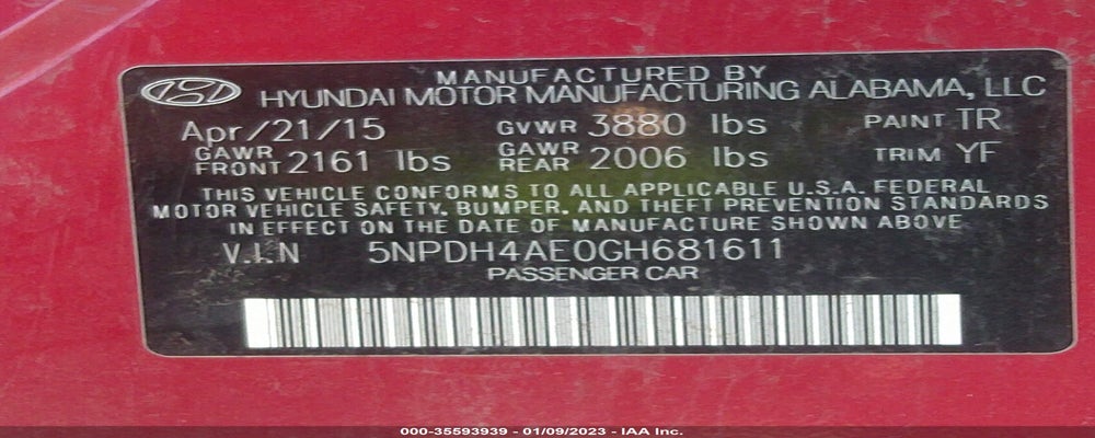 5NPDH4AE0GH681611 2016 HYUNDAI ELANTRA photo no. 9