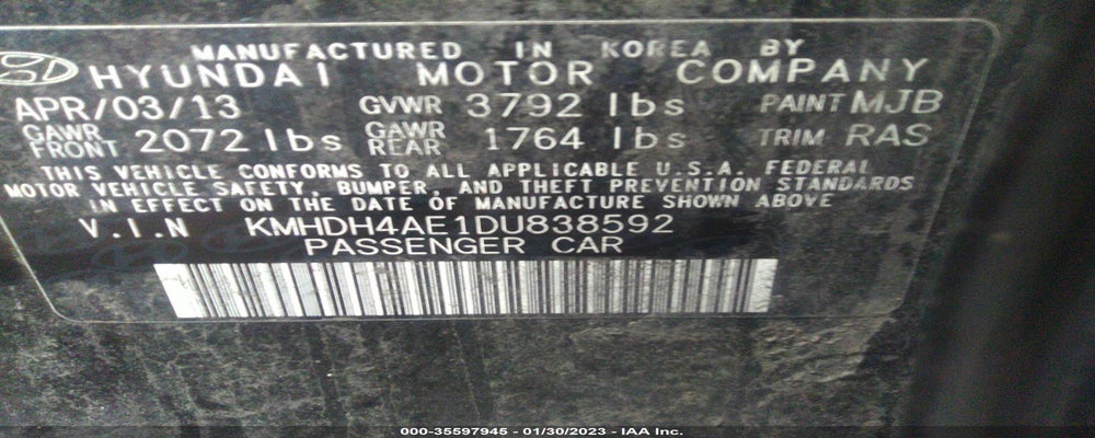 KMHDH4AE1DU838592 2013 HYUNDAI ELANTRA photo no. 9