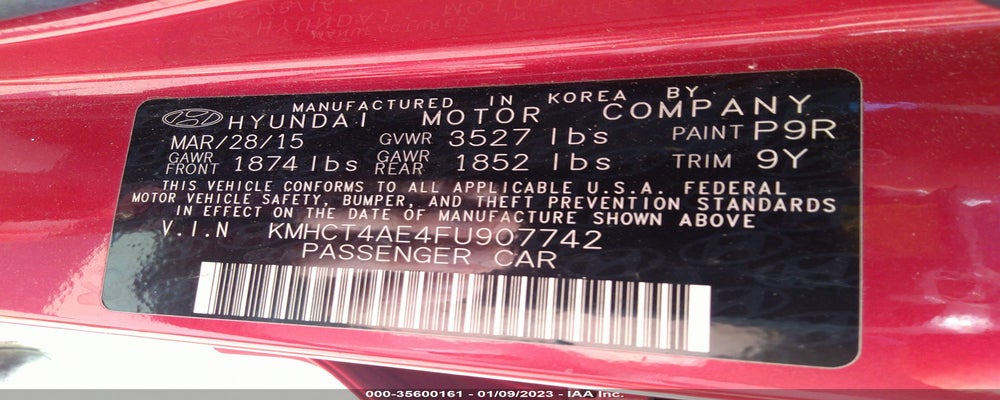 KMHCT4AE4FU907742 2015 HYUNDAI ACCENT photo no. 9
