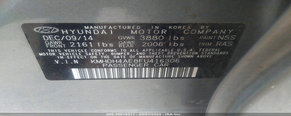 KMHDH4AE8FU416306 2015 HYUNDAI ELANTRA photo no. 9