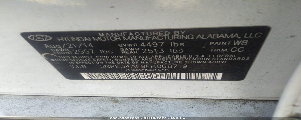 5NPE34AF9FH068719 2015 HYUNDAI SONATA photo no. 9