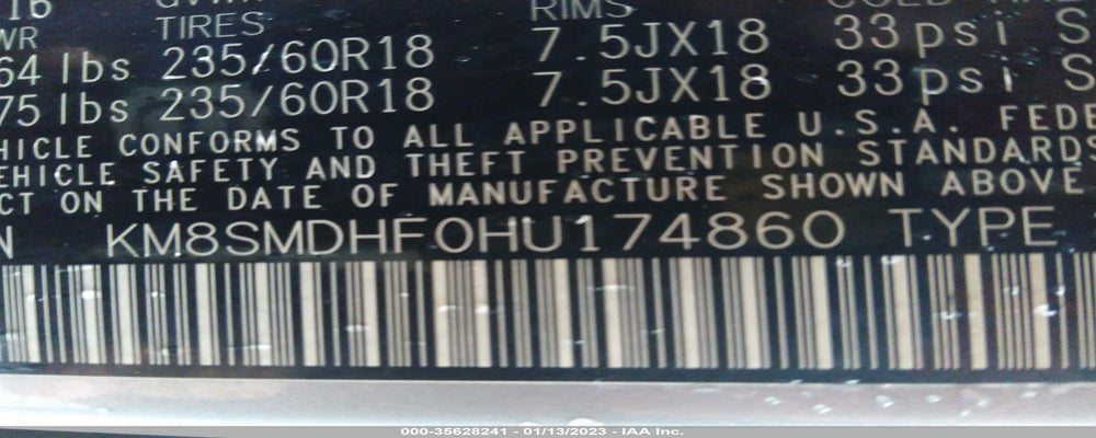 KM8SMDHF0HU174860 2017 HYUNDAI SANTA FE photo no. 9