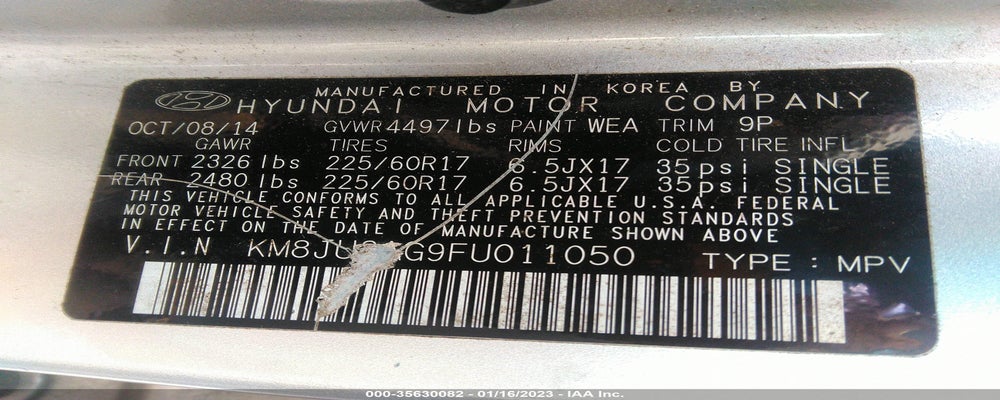 KM8JU3AG9FU011050 2015 HYUNDAI TUCSON photo no. 9