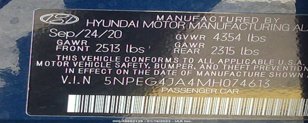 5NPEG4JA4MH074613 2021 HYUNDAI SONATA photo no. 9