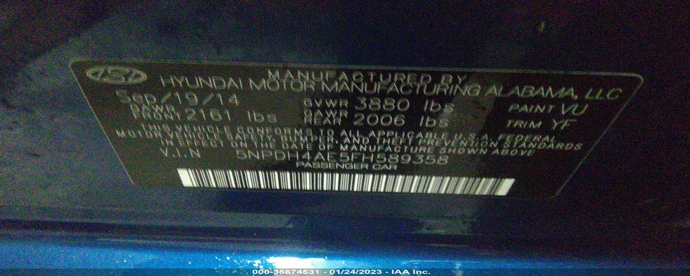 5NPDH4AE5FH589358 2015 HYUNDAI ELANTRA photo no. 9