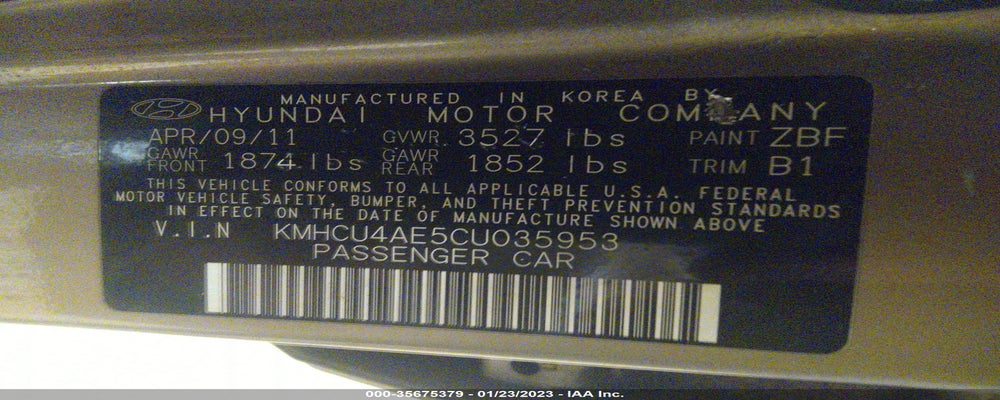 KMHCU4AE5CU035953 2012 HYUNDAI ACCENT photo no. 9