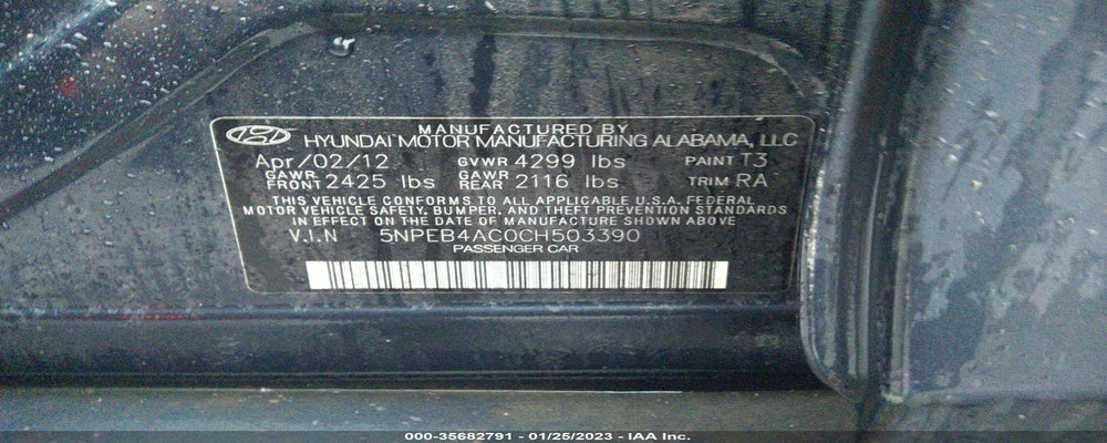 5NPEB4AC0CH503390 2012 HYUNDAI SONATA photo no. 9