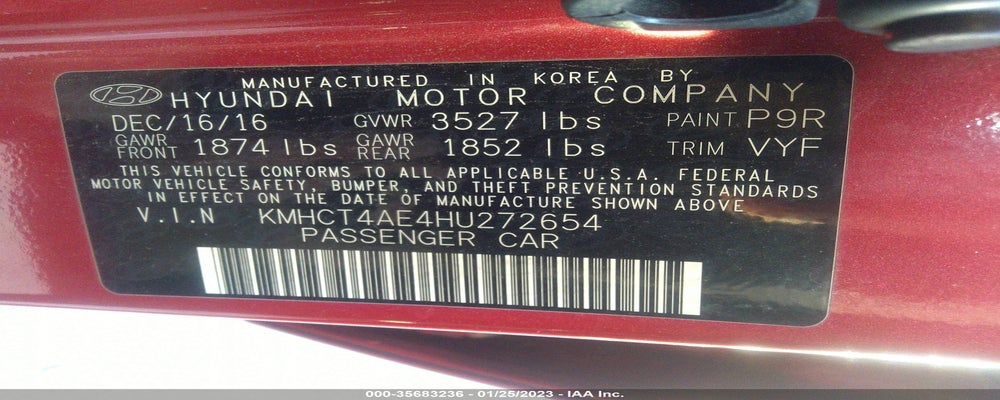 KMHCT4AE4HU272654 2017 HYUNDAI ACCENT photo no. 9