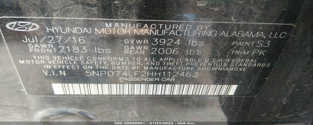 5NPD74LF2HH112463 2017 HYUNDAI ELANTRA photo no. 9