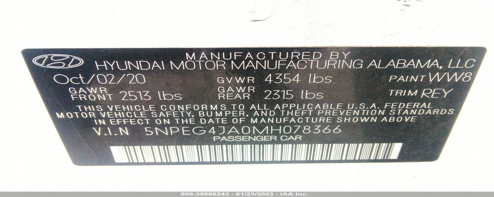 5NPEG4JA0MH078366 2021 HYUNDAI SONATA photo no. 9