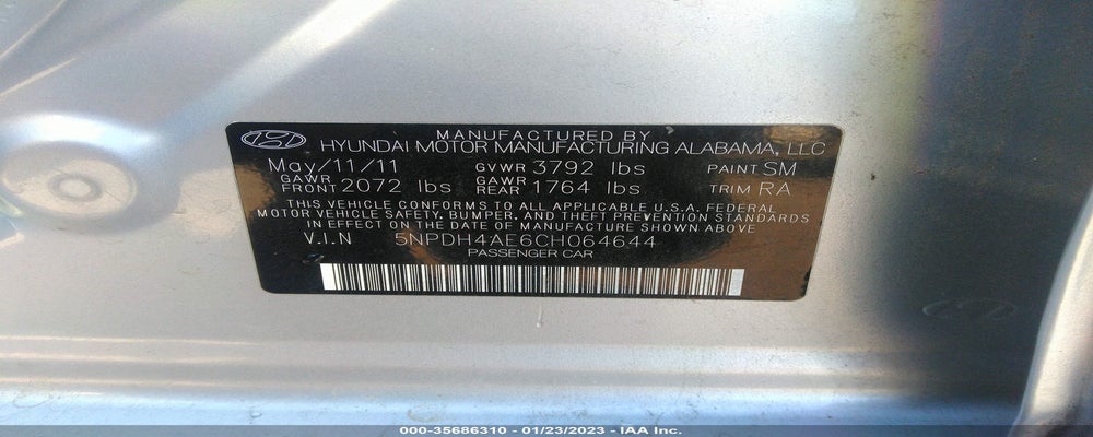 5NPDH4AE6CH064644 2012 HYUNDAI ELANTRA photo no. 9