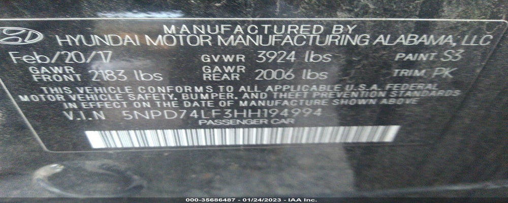 5NPD74LF3HH194994 2017 HYUNDAI ELANTRA photo no. 9