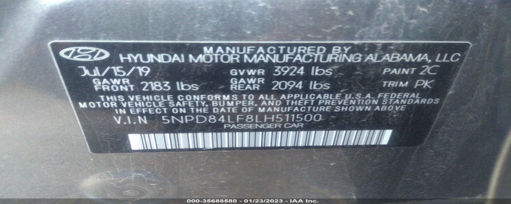5NPD84LF8LH511500 2020 HYUNDAI ELANTRA photo no. 9