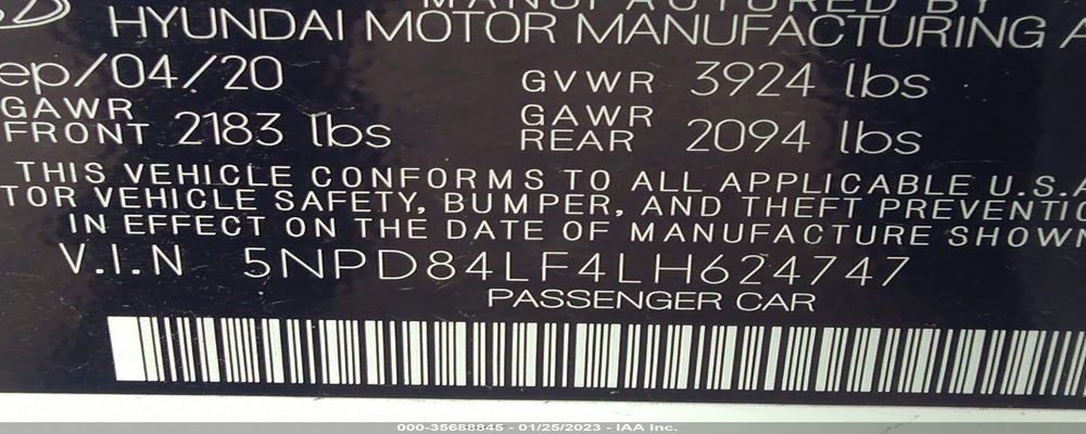 5NPD84LF4LH624747 2020 HYUNDAI ELANTRA photo no. 9