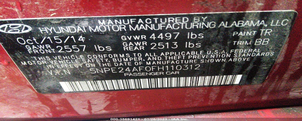 5NPE24AF0FH110312 2015 HYUNDAI SONATA photo no. 9