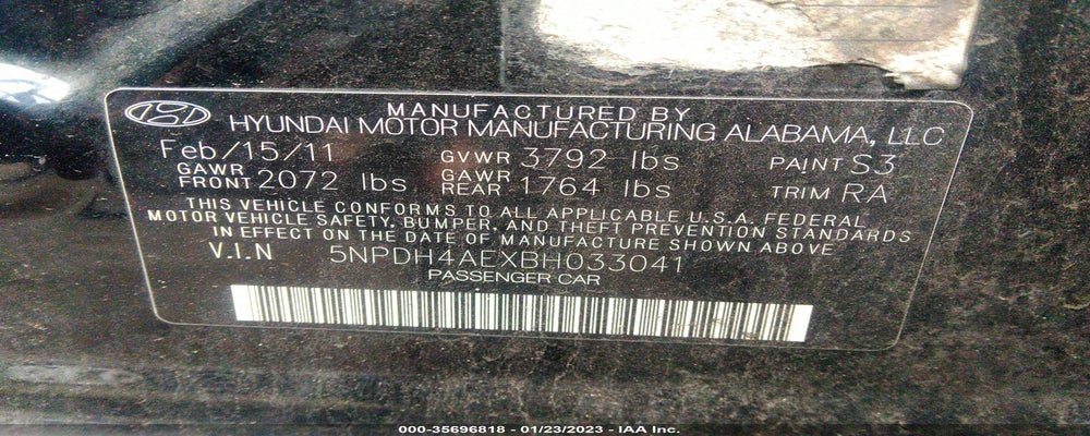 5NPDH4AEXBH033041 2011 HYUNDAI ELANTRA photo no. 9