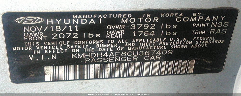 KMHDH4AE8CU367409 2012 HYUNDAI ELANTRA photo no. 9
