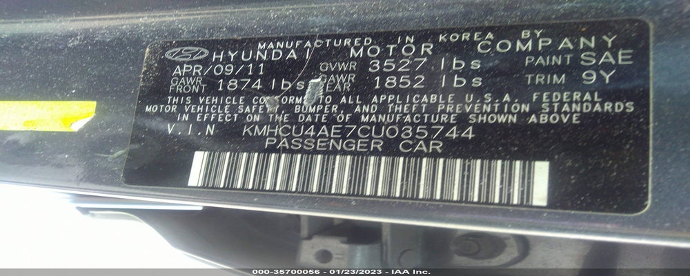 KMHCU4AE7CU035744 2012 HYUNDAI ACCENT photo no. 9