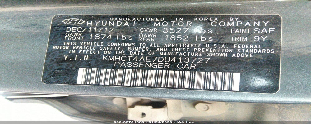 KMHCT4AE7DU413727 2013 HYUNDAI ACCENT photo no. 9