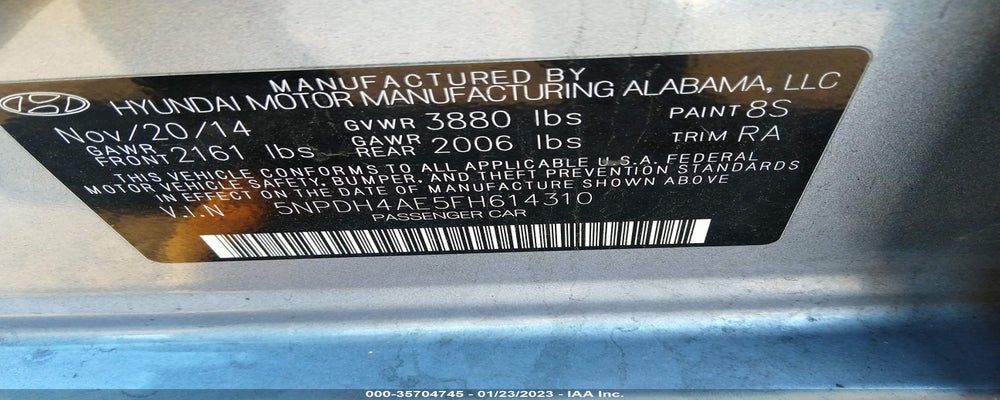 5NPDH4AE5FH614310 2015 HYUNDAI ELANTRA photo no. 9