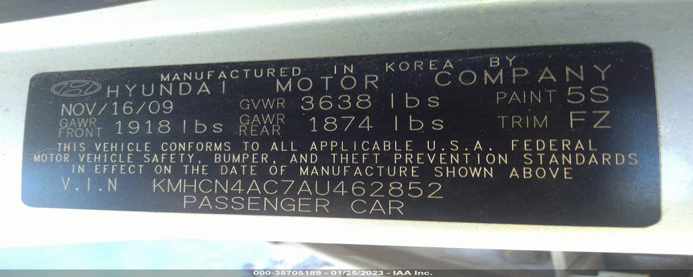 KMHCN4AC7AU462852 2010 HYUNDAI ACCENT photo no. 9