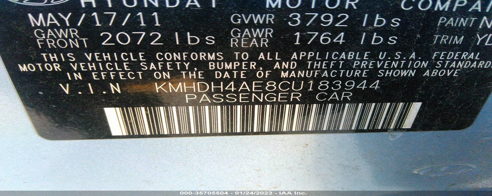 KMHDH4AE8CU183944 2012 HYUNDAI ELANTRA photo no. 9